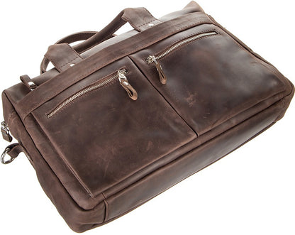 Leather Laptop Bag SHVIGEL 11020 Brown Natural Leather Handmade in Ukraine