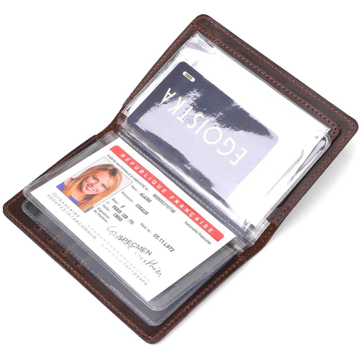 Leather Auto Document Holder SHVIGEL 13922 Brown Natural Leather for Drivers