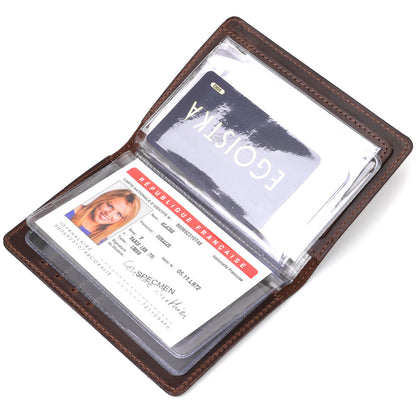 Leather Auto Document Holder SHVIGEL 13922 Brown Natural Leather for Drivers