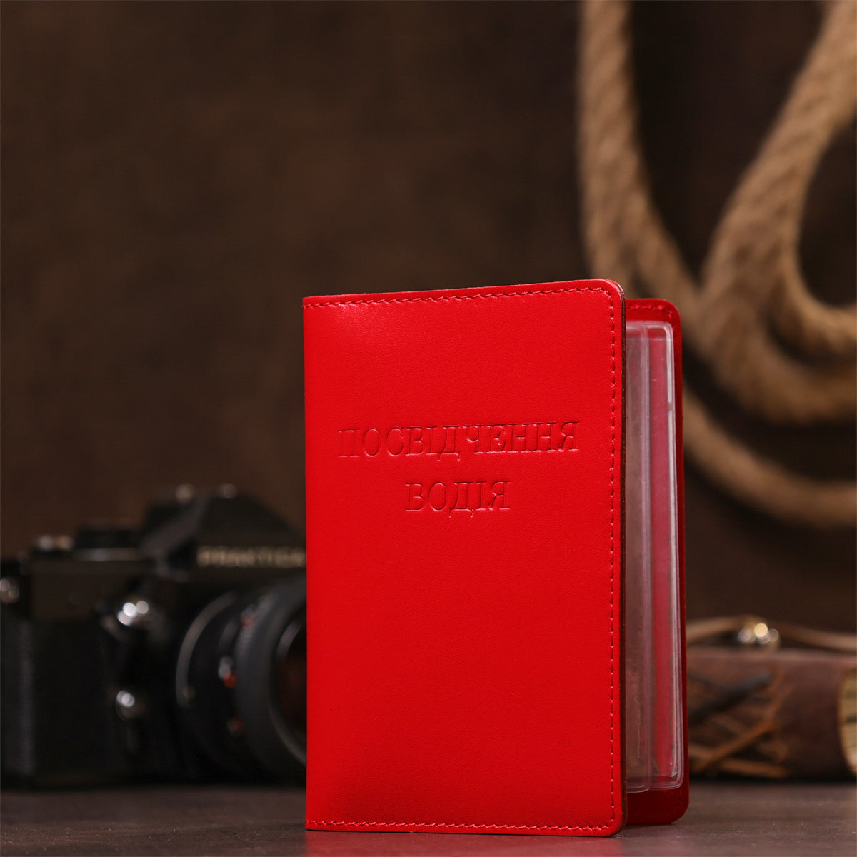 Large Driver Document Cover by SHVIGEL 13984 in Red, Made of Natural Leather