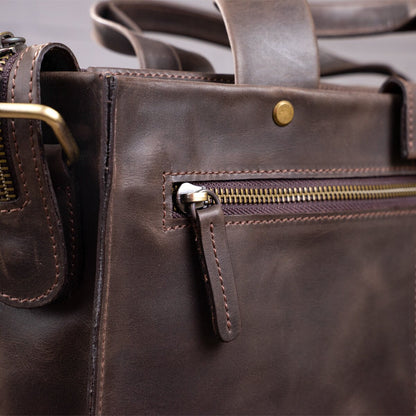 Men's Leather Bag SHVIGEL 11115 Brown Natural Leather Made in Ukraine