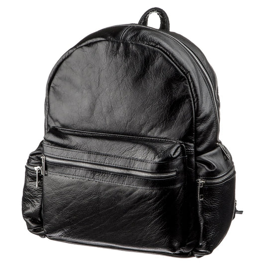 Leather Backpack SHVIGEL 11260 Black Natural Leather, Ukrainian Craftsmanship