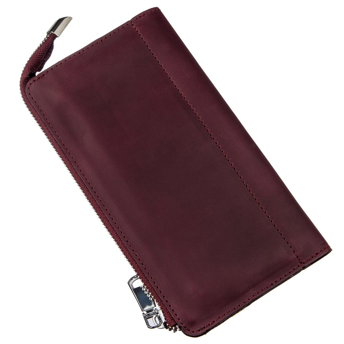 Unisex Vintage Leather Clutch by SHVIGEL 16187 in Burgundy - Natural Leather, Ukraine