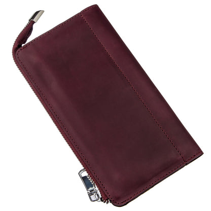 Unisex Vintage Leather Clutch by SHVIGEL 16187 in Burgundy - Natural Leather, Ukraine