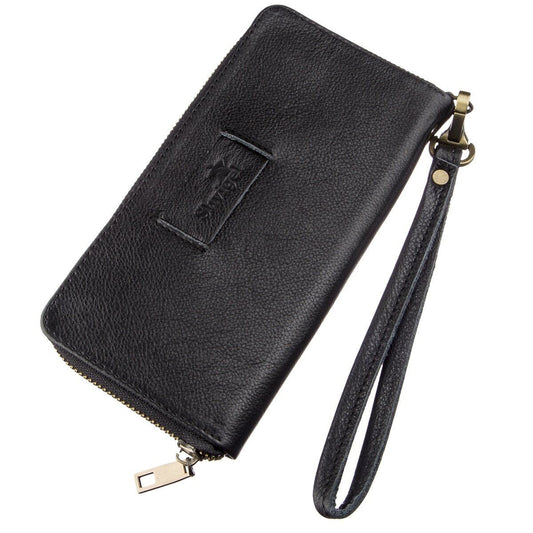 Men's Horizontal Leather Clutch SHVIGEL 19123 Black Natural Leather Material