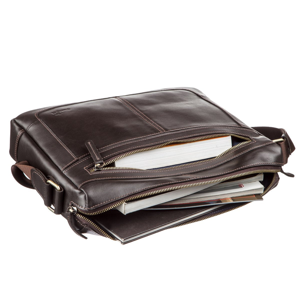 Leather Business Men's Shoulder Bag SHVIGEL 11251 Brown Genuine Leather Material