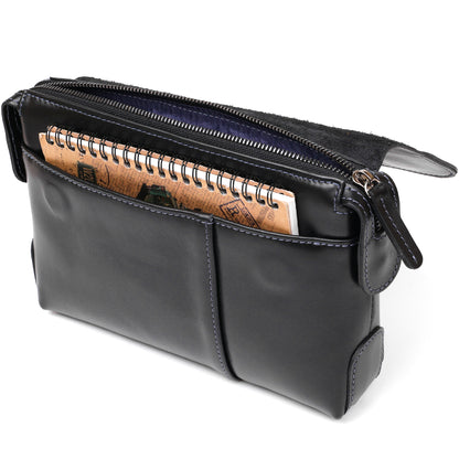 Men's Leather Clutch SHVIGEL 11084 Black Natural Leather Made in Ukraine