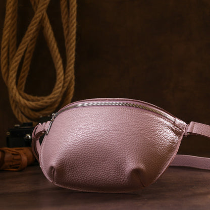 Leather Practical Women's Waist Bag SHVIGEL 16376 Lilac Genuine Leather