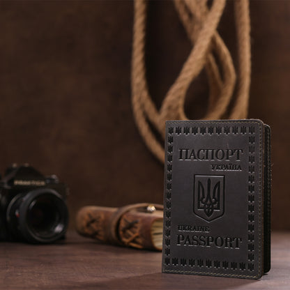 Leather Passport Cover SHVIGEL 16132 European Quality Grey Genuine Leather