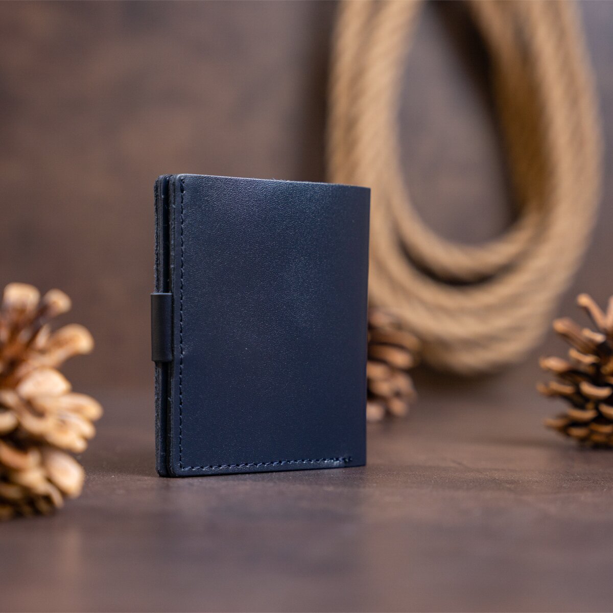 Vertical Men's Leather Wallet with Coin Pocket SHVIGEL 16224 Blue - Genuine Leather from Ukraine
