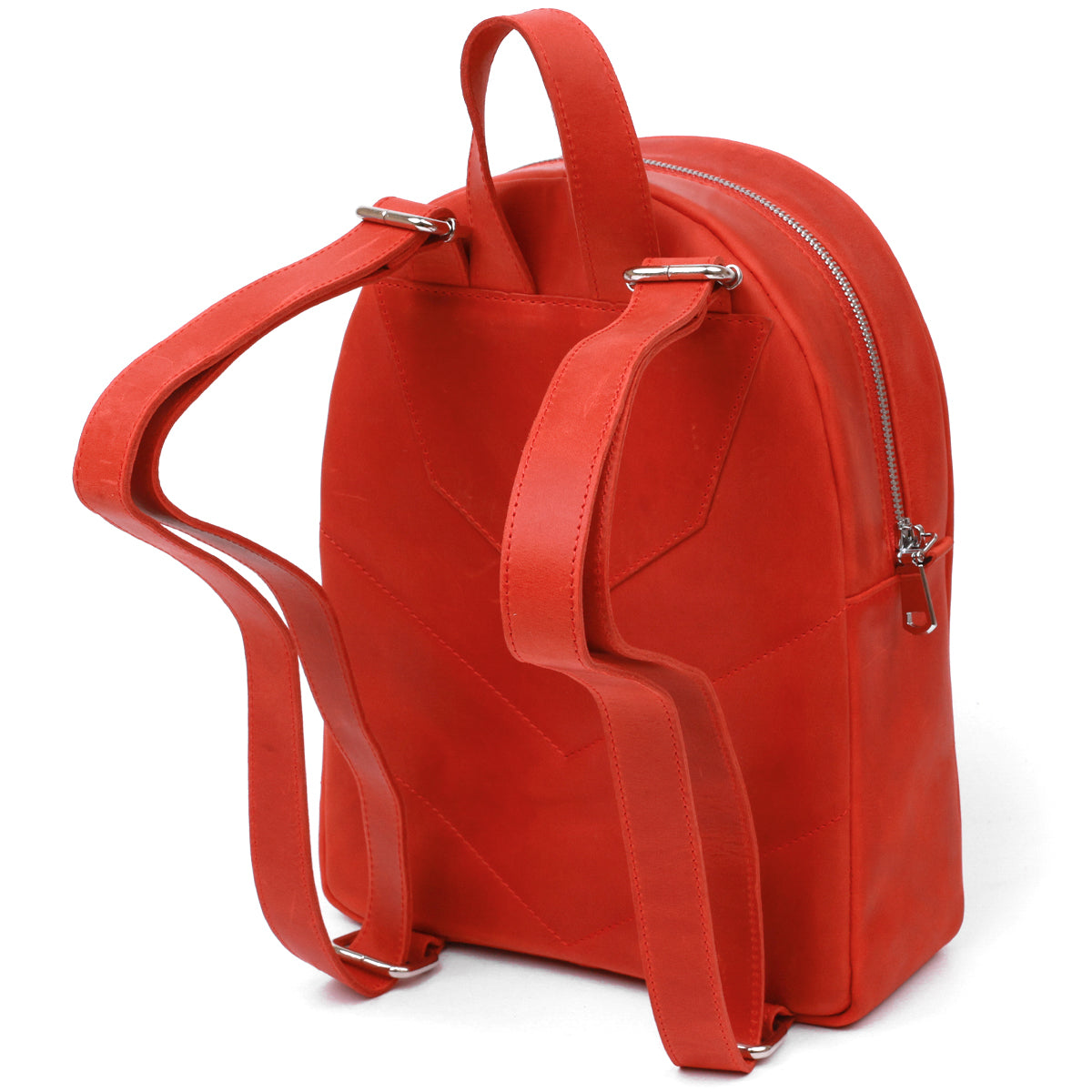 Vintage Leather Women's Backpack by SHVIGEL 16327 in Red - Made in Ukraine, Genuine Leather