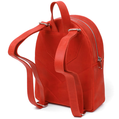 Vintage Leather Women's Backpack by SHVIGEL 16327 in Red - Made in Ukraine, Genuine Leather
