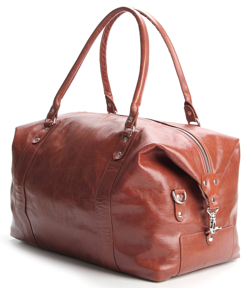 Travel Bag SHVIGEL 00882 in Ruda Color - Handmade from Natural Leather, Ukraine
