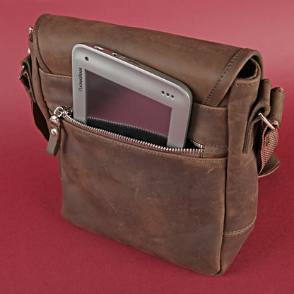 Vintage Leather Bag SHVIGEL 00890 Brown Natural Leather Made in Ukraine