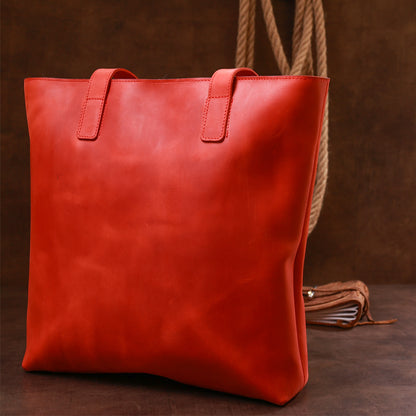 Vintage Bright Red Leather Bag by SHVIGEL 16348 – Made in Ukraine, Genuine Leather