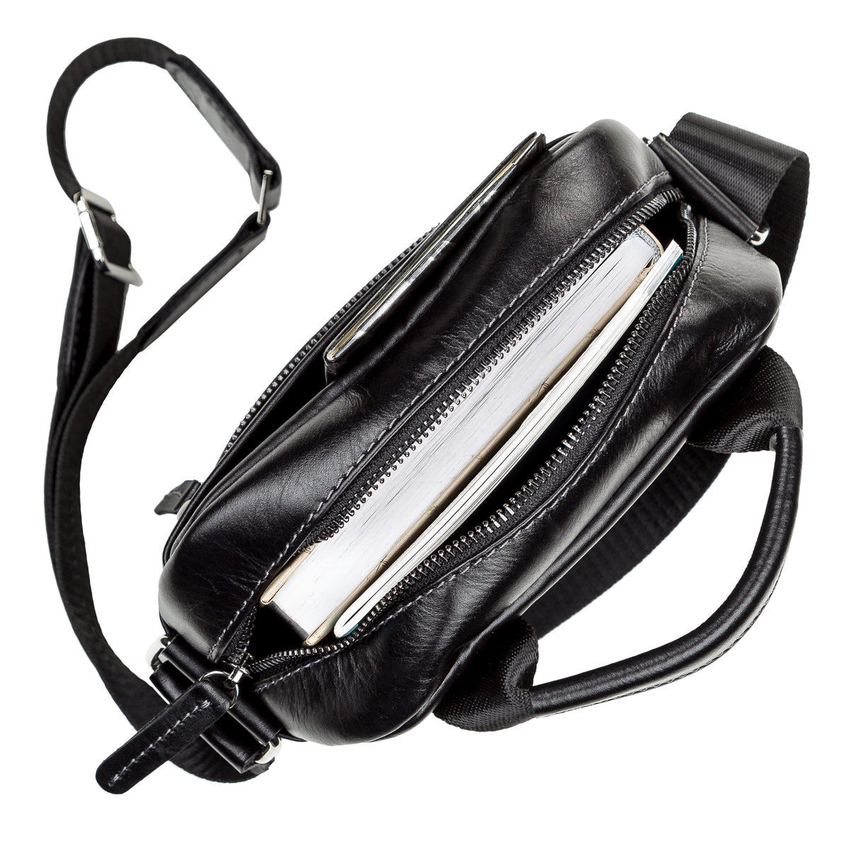 Men's Leather Bag SHVIGEL 11088 Black Natural Leather Ukraine Made Quality