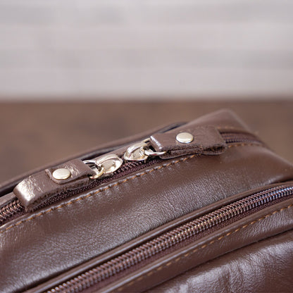 Men's Leather Bag SHVIGEL 11125 Brown Natural Leather Stylish Design Made in Ukraine