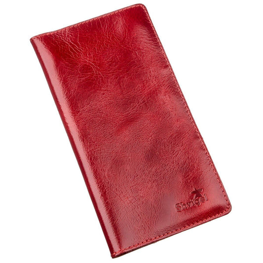 Vertical Women's Wallet SHVIGEL 16194 Red Natural Leather Made in Ukraine