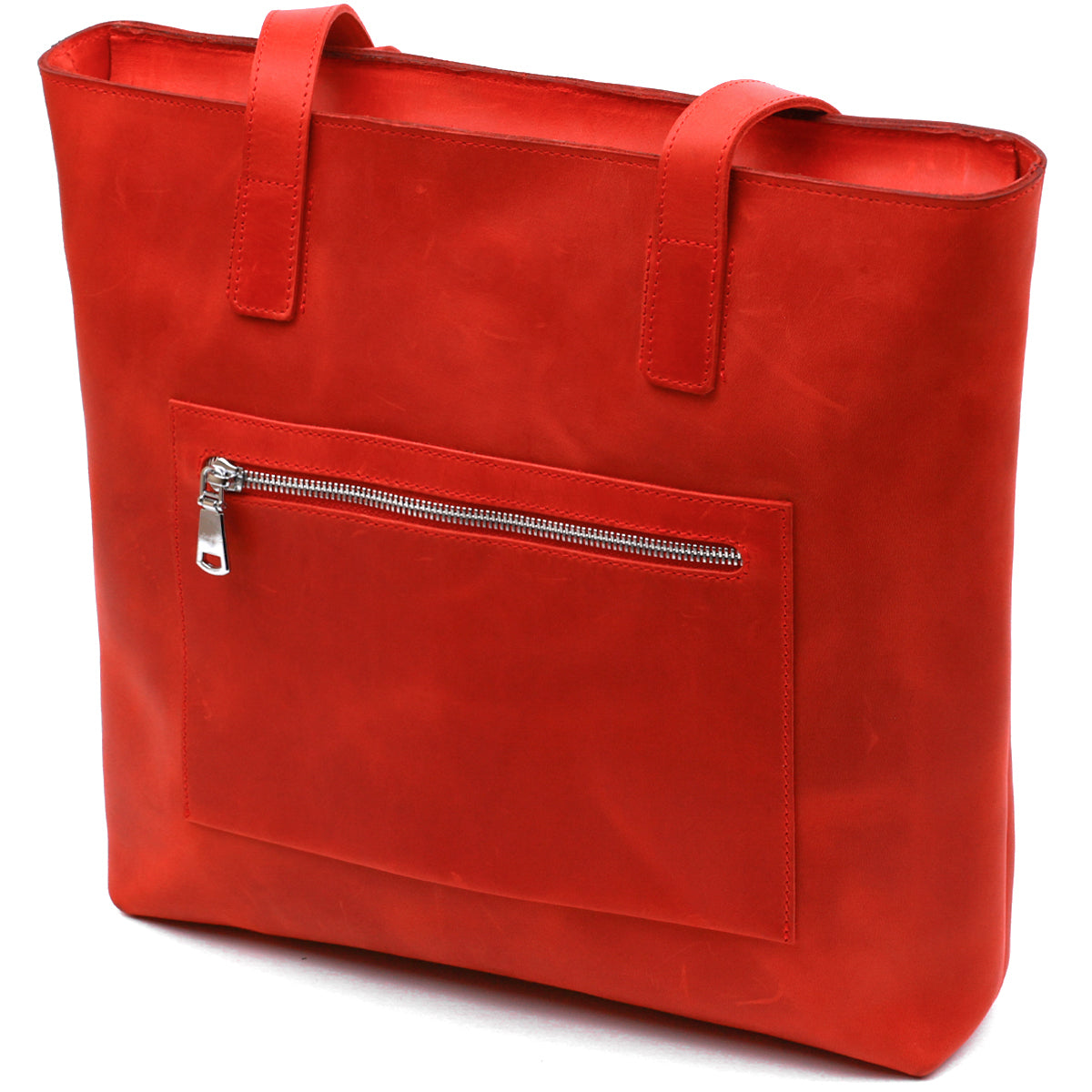 Vintage Bright Red Leather Bag by SHVIGEL 16348 – Made in Ukraine, Genuine Leather