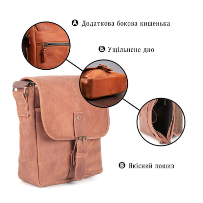 Genuine Leather Bag SHVIGEL 00883 Brown - Premium Quality Ukrainian Design