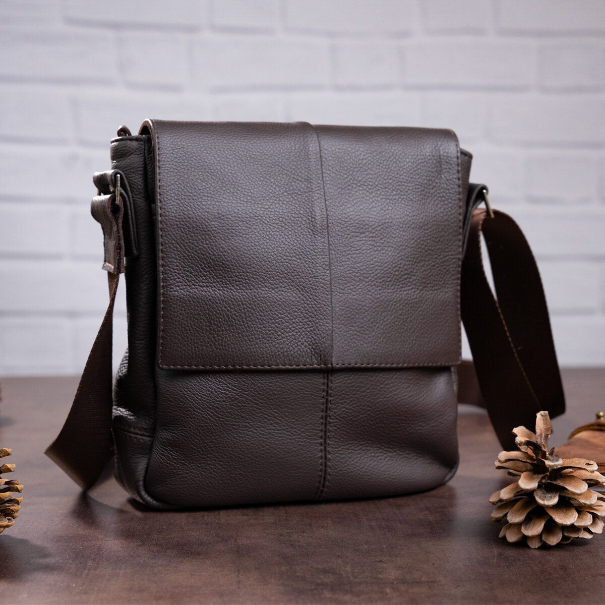 Leather Bag SHVIGEL 00852 Brown | Genuine Leather | Made in Ukraine