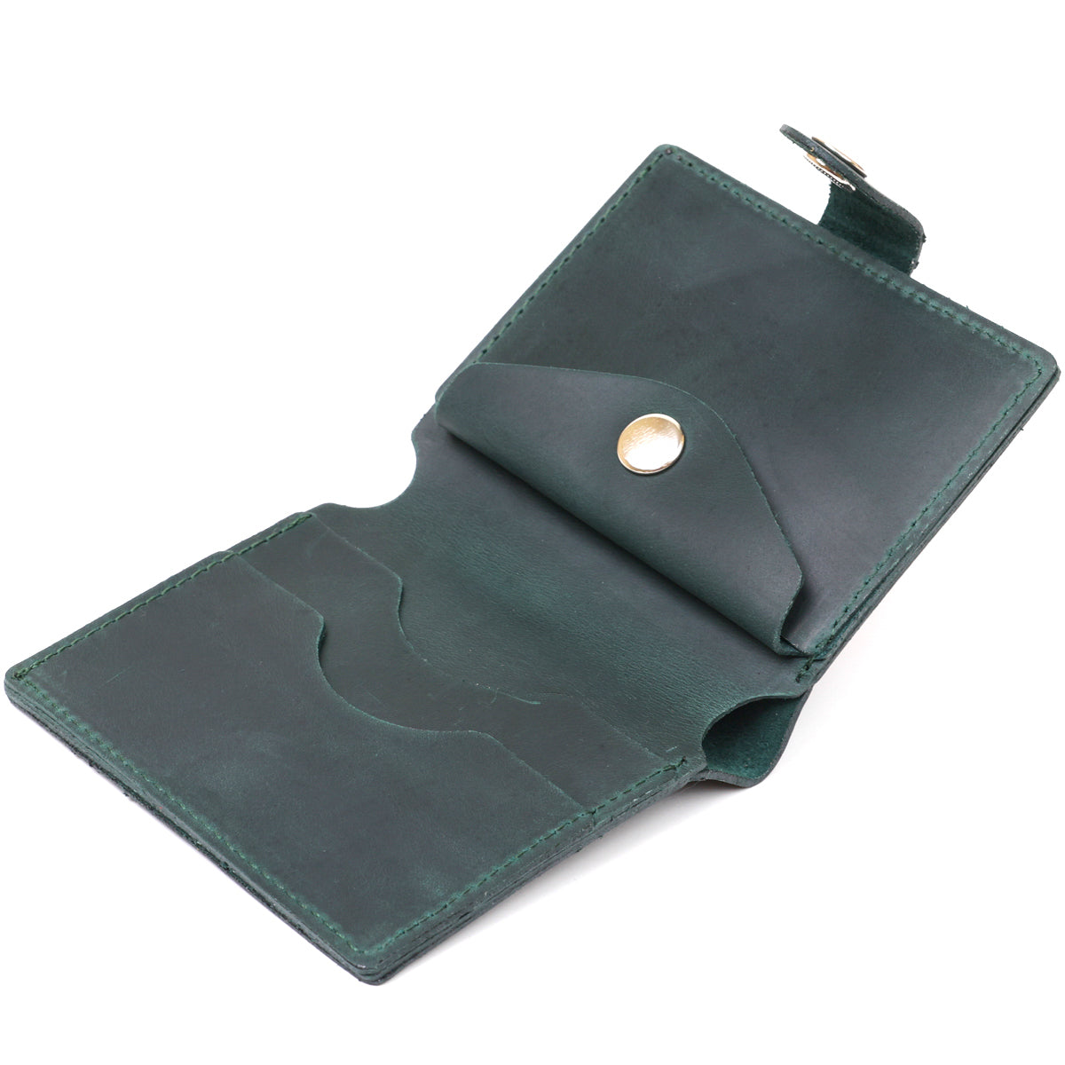 Unisex Mat Wallet SHVIGEL 16477 Green Natural Leather from Ukraine