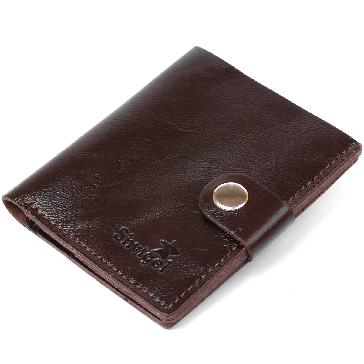 Classic Men's Wallet SHVIGEL 16506 Brown Genuine Leather from Ukraine