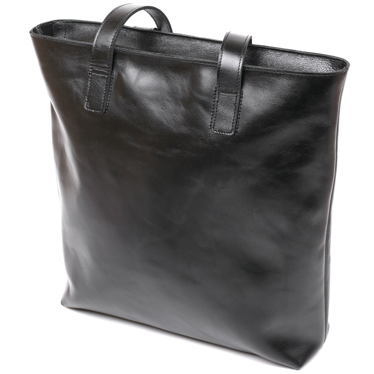 Classic Women's Leather Shopper Bag SHVIGEL 16365 Black - Natural Leather Design