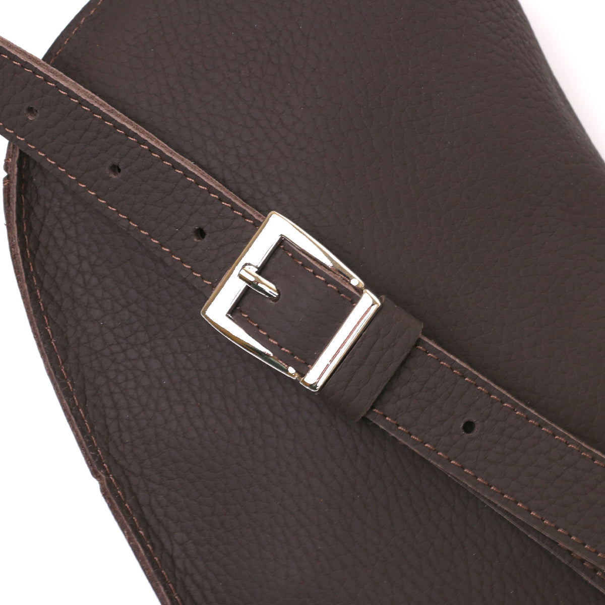 Leather Matte Banana Bag SHVIGEL 16381 Brown Handmade from Natural Leather