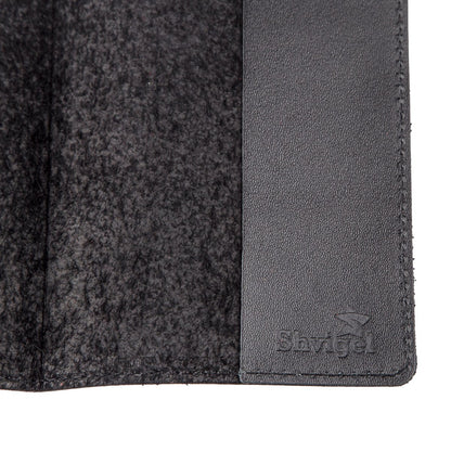 Leather Passport Cover SHVIGEL 13977 Black Made from Natural Leather for Passport Use
