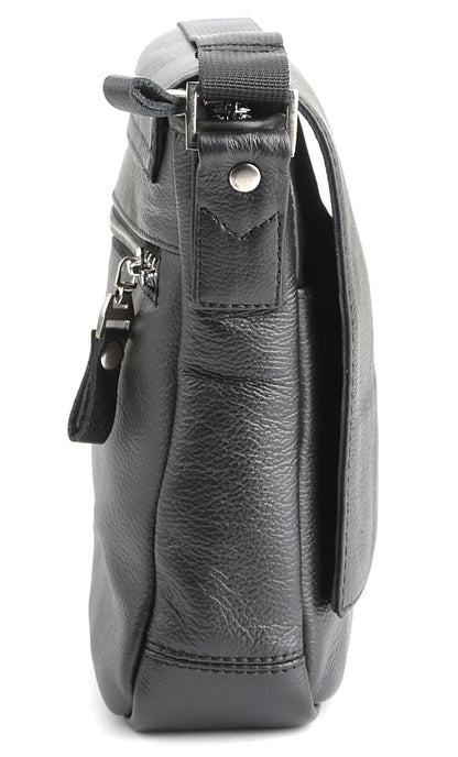 Black Messenger Bag SHVIGEL 00964 | Genuine Leather | Made in Ukraine
