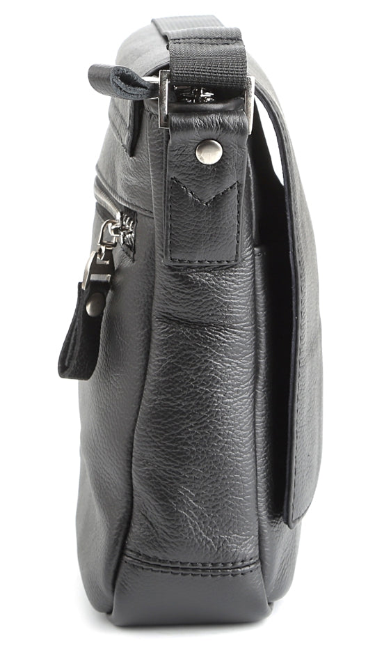 Black Messenger Bag SHVIGEL 00964 | Genuine Leather | Made in Ukraine