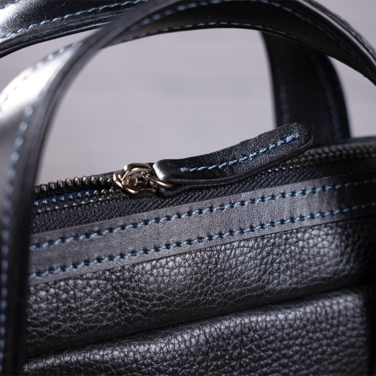Leather Laptop Bag SHVIGEL 11110 Black Natural Leather Made in Ukraine