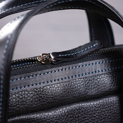 Leather Laptop Bag SHVIGEL 11110 Black Natural Leather Made in Ukraine