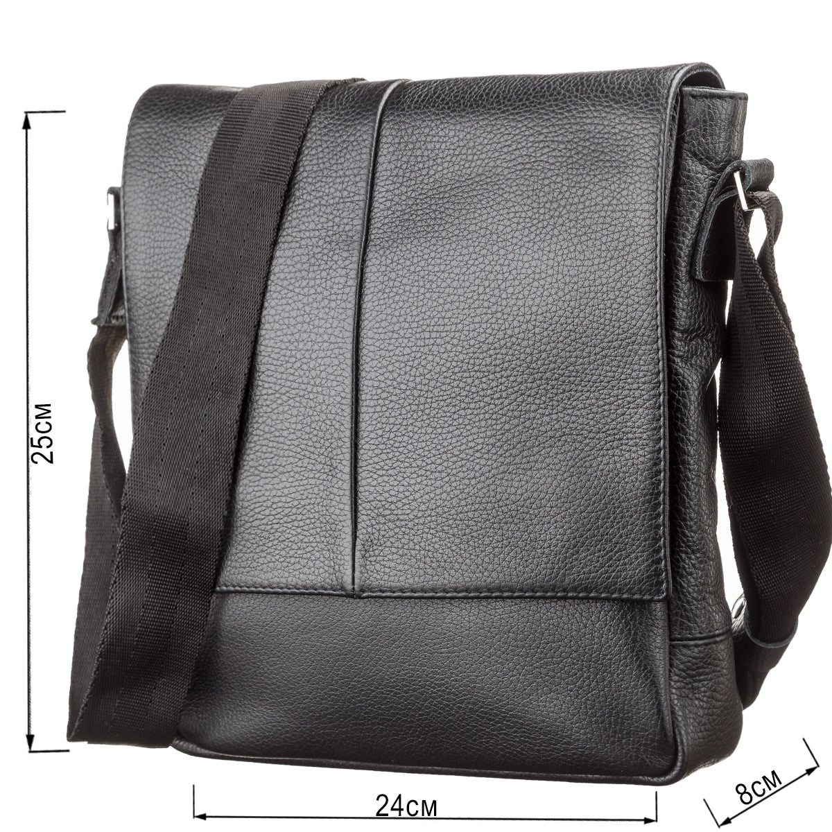 Men's Bag SHVIGEL 00861 Black Genuine Leather, Durable Ukrainian Craftsmanship