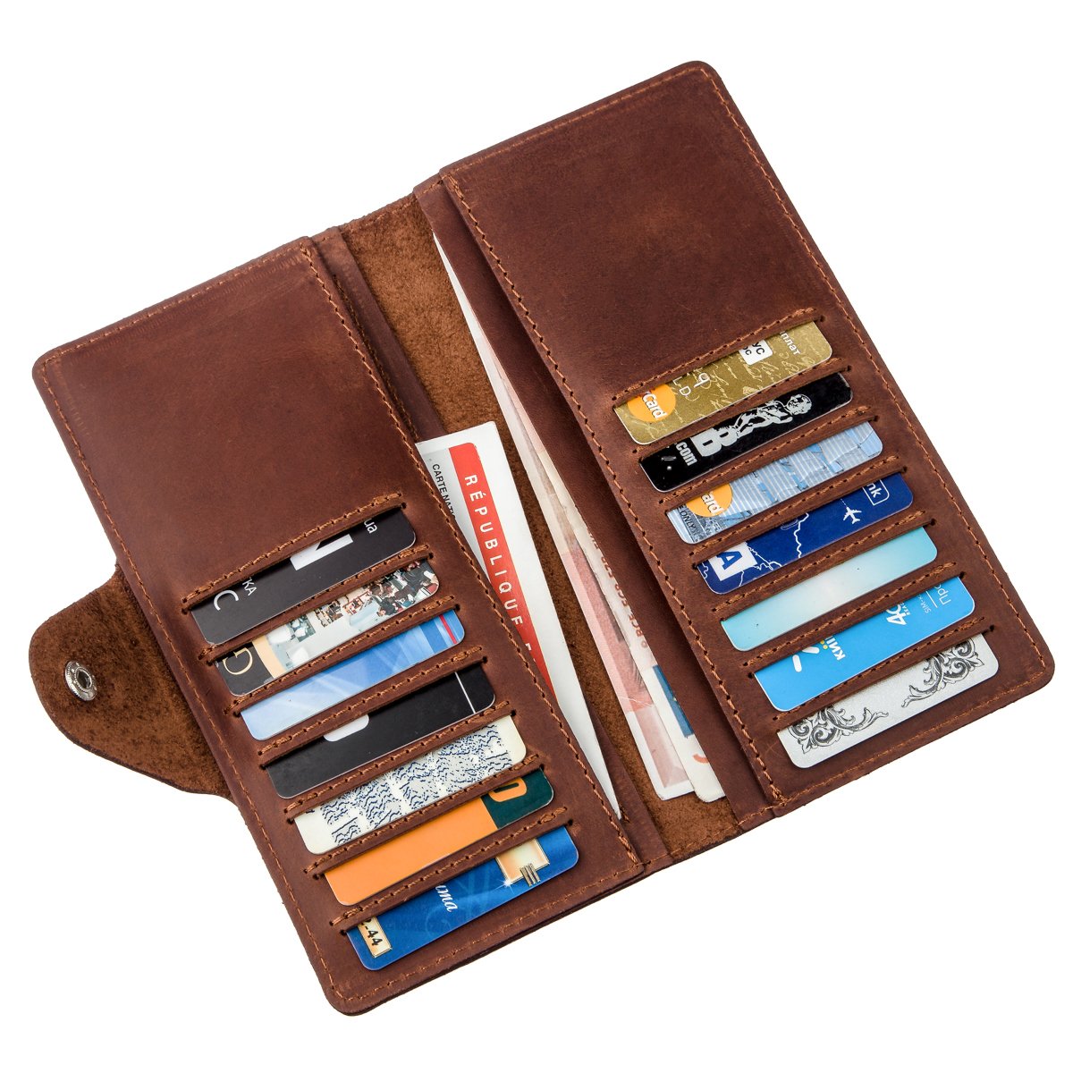 Vertical Men's Wallet in Vintage Leather by SHVIGEL 16181 Brown - Natural Leather Quality