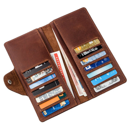 Vertical Men's Wallet in Vintage Leather by SHVIGEL 16181 Brown - Natural Leather Quality
