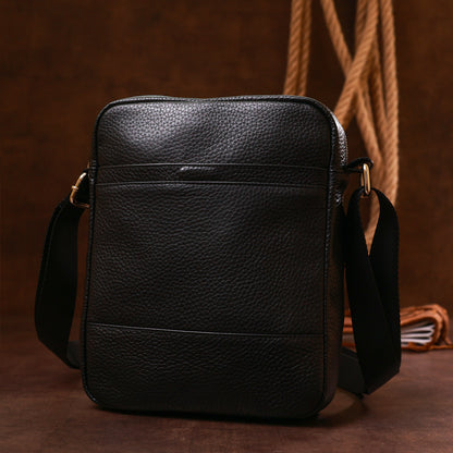 Men's Shoulder Bag SHVIGEL 16334 Black Genuine Leather Practical Design