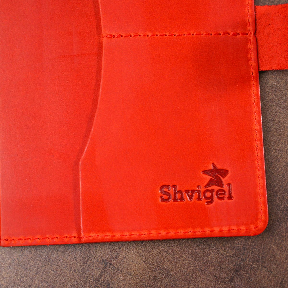 Stylish Matte Leather Travel Case SHVIGEL 16519 Red Made in Ukraine Elegant Design
