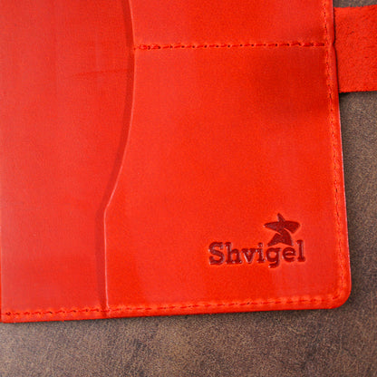 Stylish Matte Leather Travel Case SHVIGEL 16519 Red Made in Ukraine Elegant Design