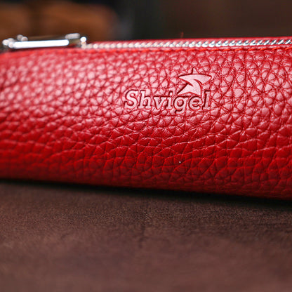 Leather Women's Key Holder SHVIGEL 16537 Red Natural Leather for Keys