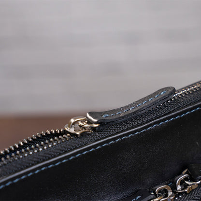 Men's Leather Bag SHVIGEL 11101 Black Genuine Leather Handmade in Ukraine