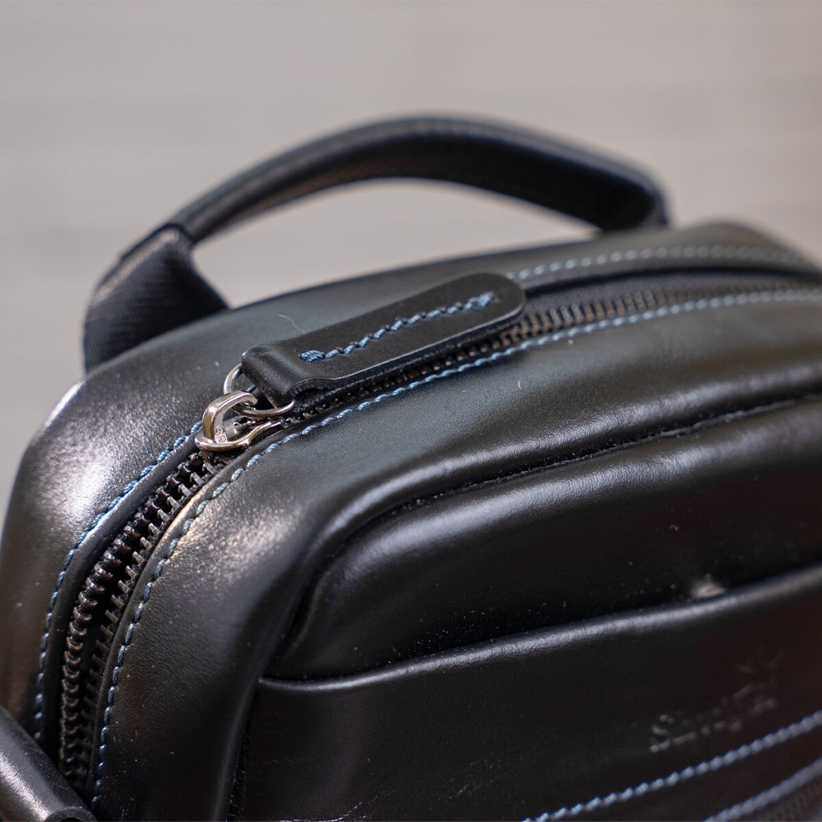 Men's Leather Bag SHVIGEL 11088 Black Natural Leather Ukraine Made Quality