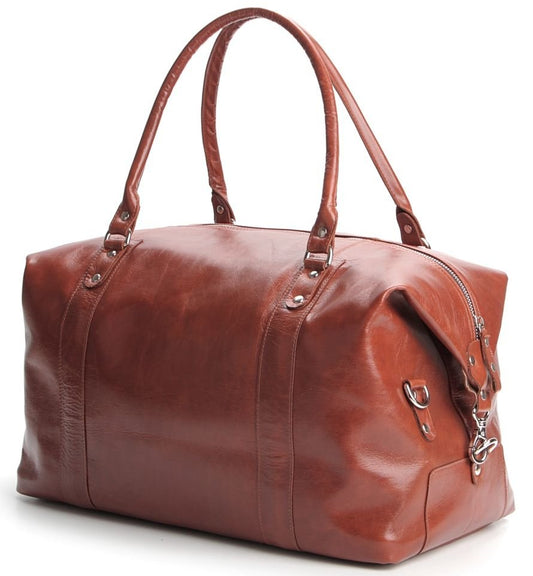 Travel Bag SHVIGEL 00882 in Ruda Color - Handmade from Natural Leather, Ukraine