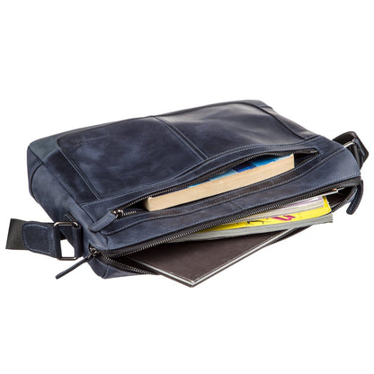 Business Men’s Leather Shoulder Bag SHVIGEL 11249 Blue Genuine Leather Design