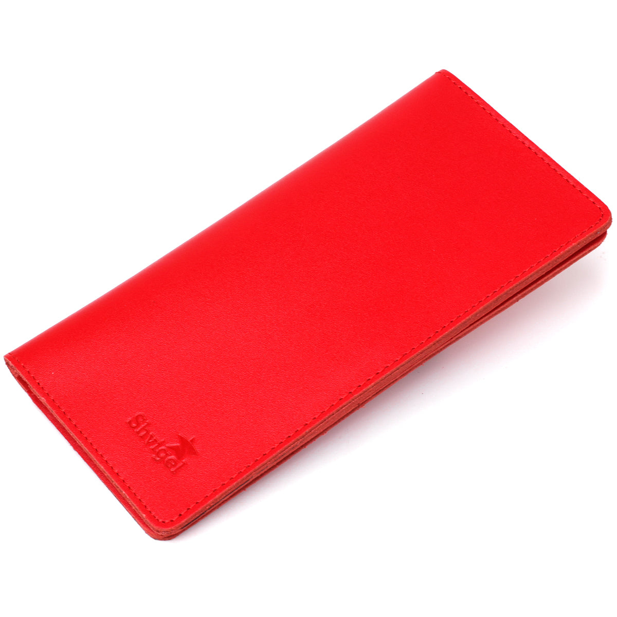 Vertical Wallet SHVIGEL 13990 Red Made of Genuine Leather from Ukraine
