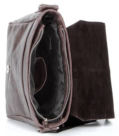 Genuine Leather Messenger Bag SHVIGEL 00794 Brown - Stylish Ukrainian Design