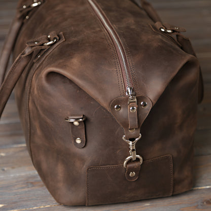 Travel Bag SHVIGEL 11019 Brown Natural Leather Handmade in Ukraine