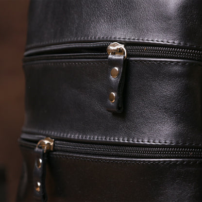 Women's Leather Backpack SHVIGEL 15304 Black Made in Ukraine Natural Leather