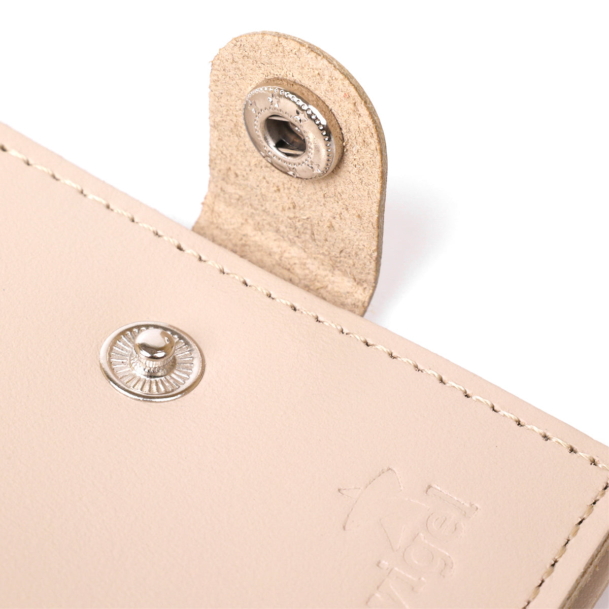 Compact Leather Wallet SHVIGEL 16489 Beige Natural Leather Handmade in Ukraine
